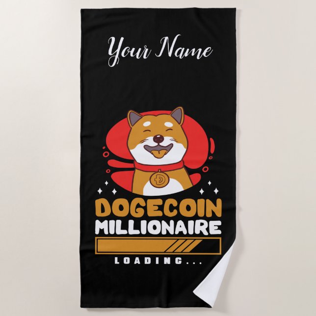Serviette De Plage Crypto DogeCoin Millionnaire Chargement (Devant)