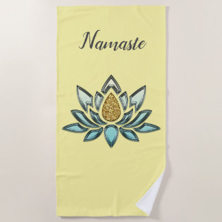 Serviette De Plage Crystal Bleu & Gold Look Jaune Personnalisé