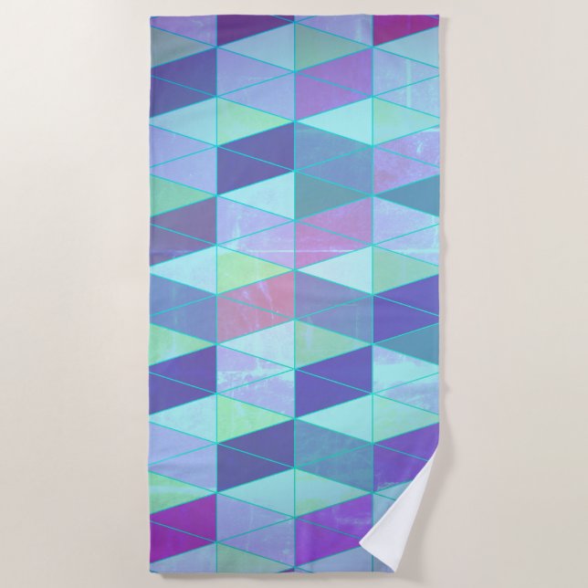 Serviette De Plage Cubes en triangles Motif géométrique (Devant)