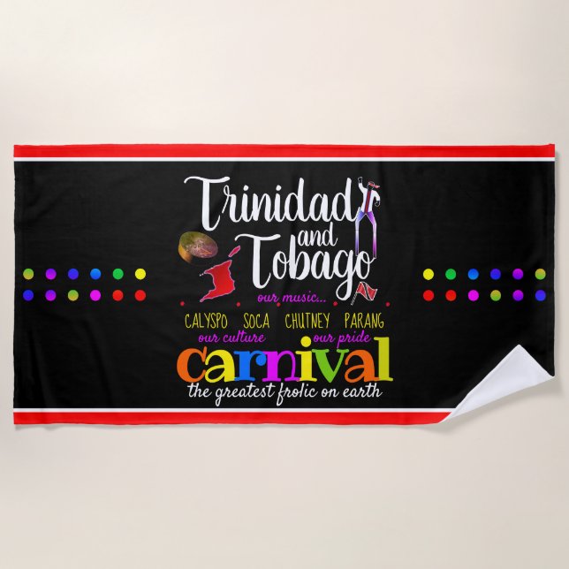 Serviette De Plage Culture de Trinité-et-Tobago Fierté Carnaval - NOI (Devant)