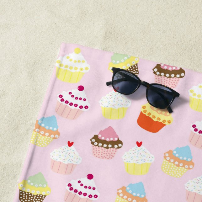 Serviette de plage Cupcake Party (En situation)