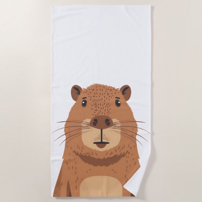 Serviette De Plage Curieux portrait Capybara (Devant)