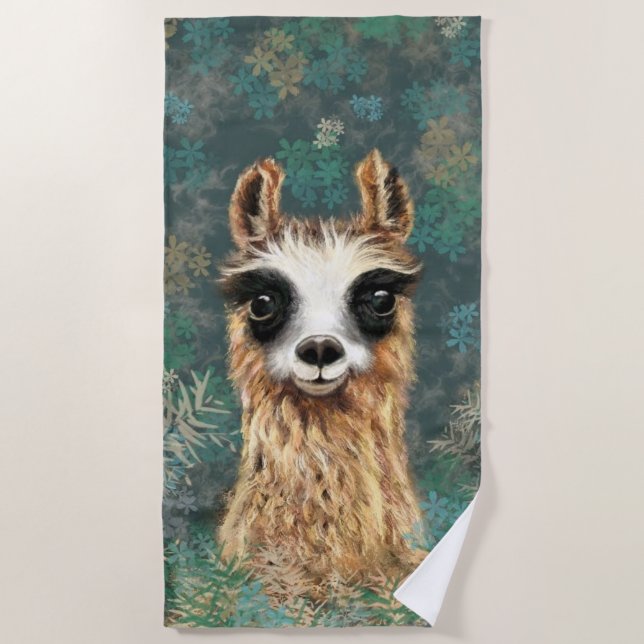 Serviette De Plage Curious Llama Funny Beach Towne (Devant)