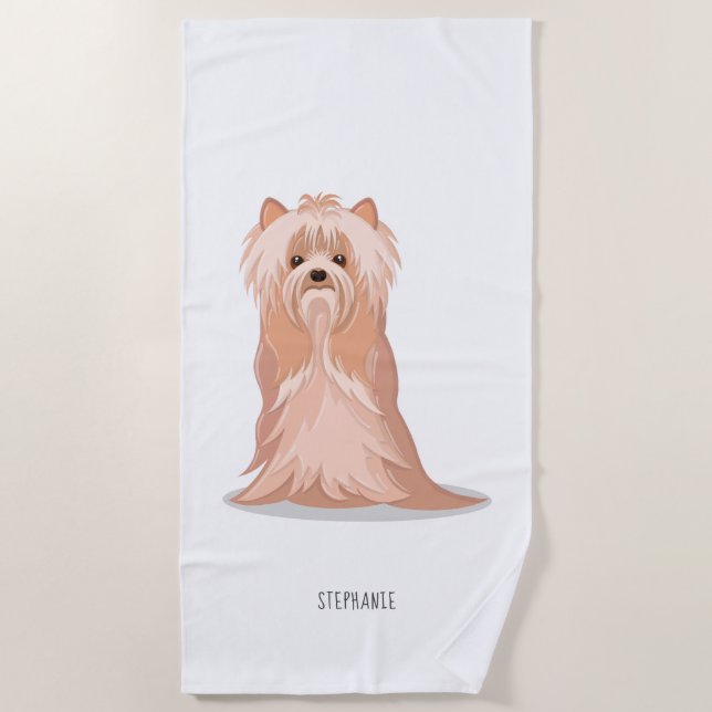 Serviette De Plage Curte Yorkshire Terrier Anniversaire (Devant)