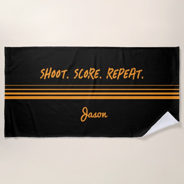 Serviette De Plage Custom basketball towel with bold ‘Shoot. Score.  (Devant)