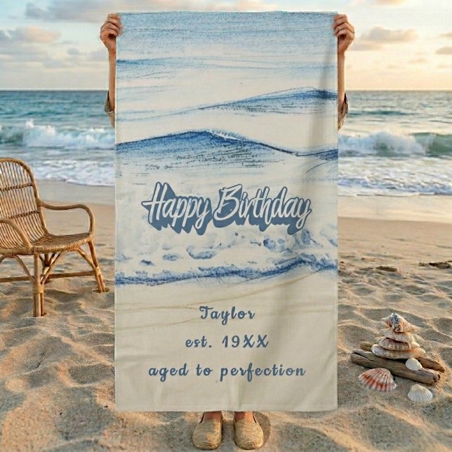 Serviette De Plage Custom Birthday Beach Towel  (Custom Birthday Beach Towel)