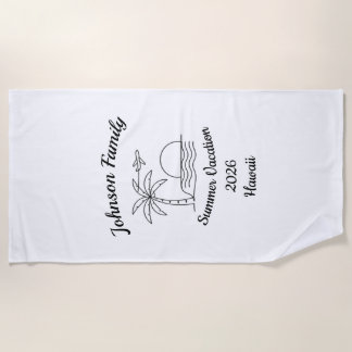 Serviette De Plage Custom Family Reunion Beach Summer Vacation White