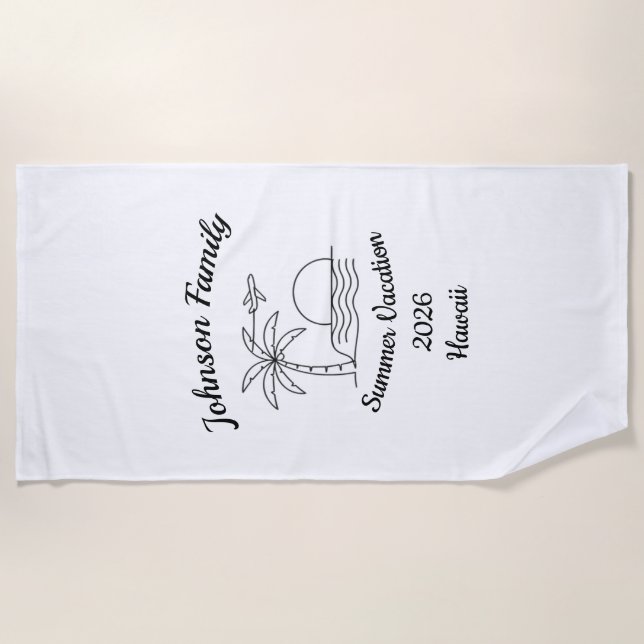 Serviette De Plage Custom Family Reunion Beach Summer Vacation White (Devant)