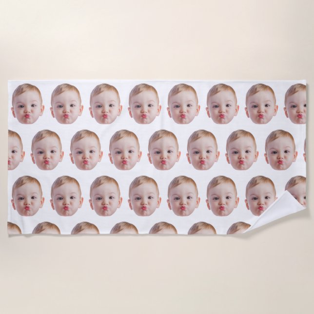 Serviette De Plage Custom Funny Face  Personalized Photo Gift (Devant)