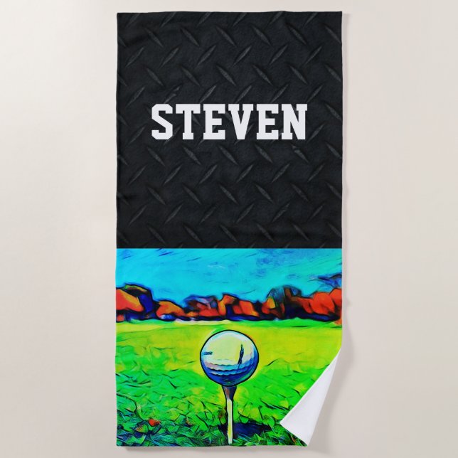Serviette De Plage Custom Name Sports Golf Ball Cool du Hobby masculi (Devant)