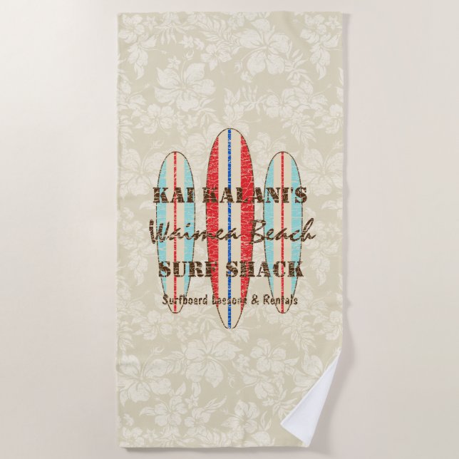 Serviette De Plage Customise des signes surf Monogramme Hawaiian Surf (Devant)