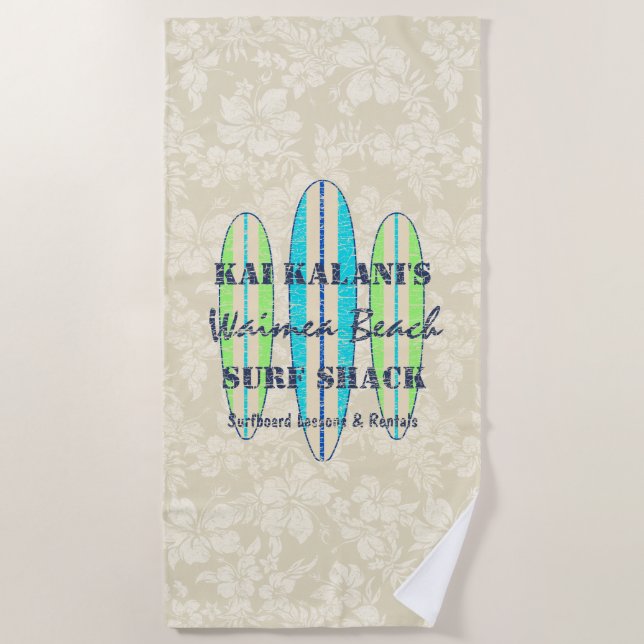 Serviette De Plage Customise des signes surf Monogramme Hawaiian Surf (Devant)