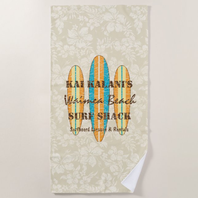Serviette De Plage Customise des signes surf Monogramme Hawaiian Surf (Devant)
