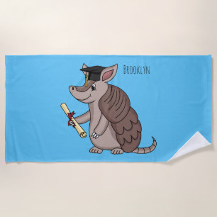 Serviette De Plage Cute armadillo with graduation cap cartoon