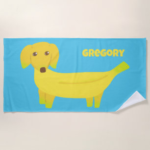 Serviette De Plage Cute Banana Dog Personnalisé