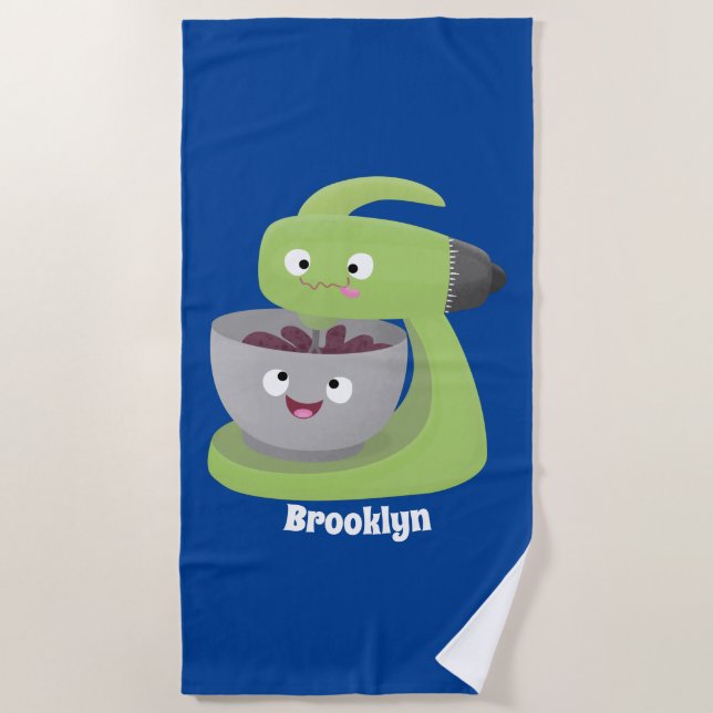 Serviette De Plage Cute cake mixer cuisine appareil dessin animé (Devant)