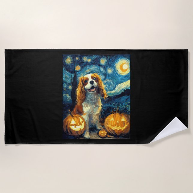 Serviette De Plage Cute Cavalier King Charles Spaniel Dog Halloween J (Devant)