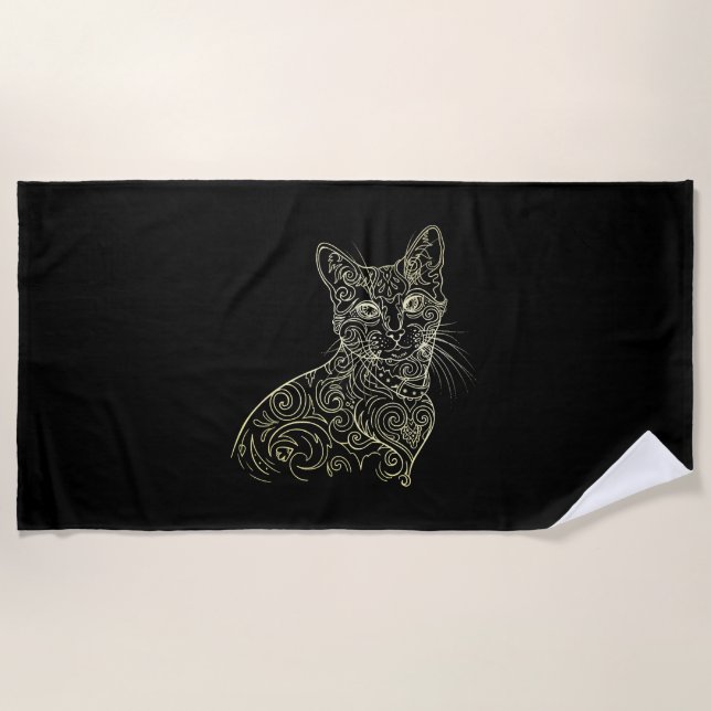 Serviette De Plage Cute chat (Devant)