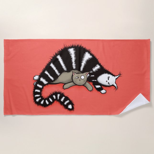 Serviette De Plage Cute Chat Maman Amour Famille (Devant)
