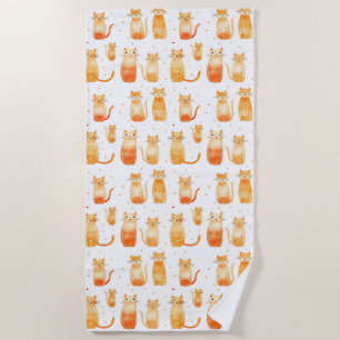 Serviette De Plage Cute chats orange