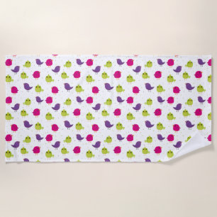 Serviette De Plage Cute colorful birds
