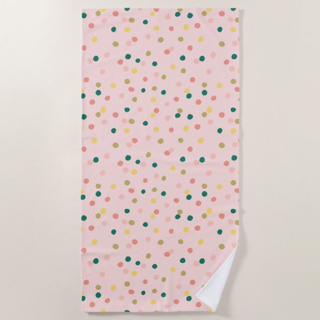 Serviette De Plage Cute Confetti Pois Motif Blush Green (Devant)