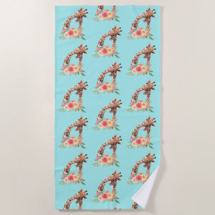 Serviette De Plage Cute Giraffe Aquarelle Maman & Bébé