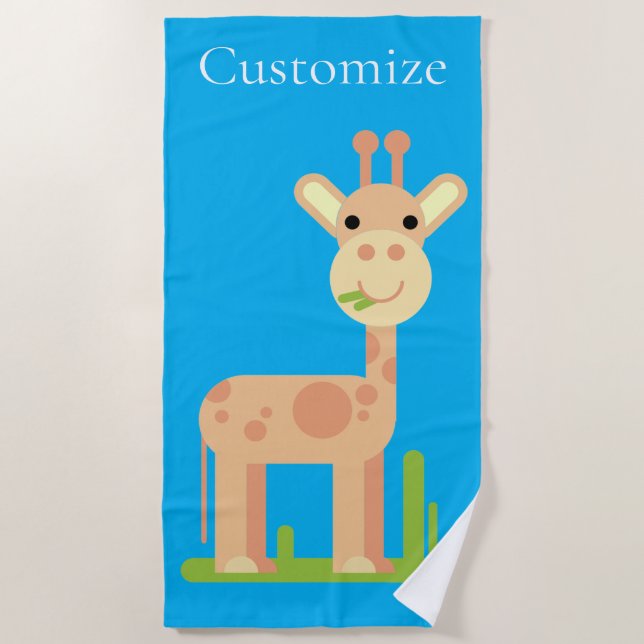 Serviette De Plage Cute Giraffe Munching Thunder_Cove (Devant)