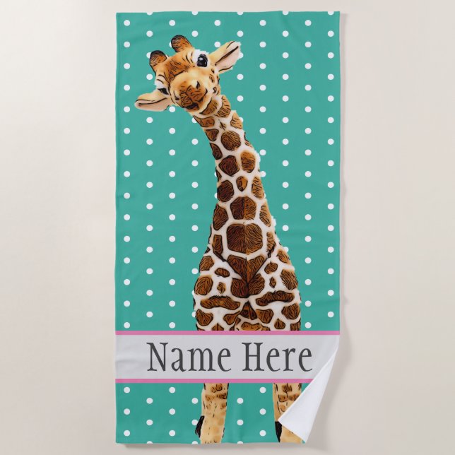 Serviette De Plage Cute Giraffe Safari Animal Jungle Nom sauvage Turq (Devant)
