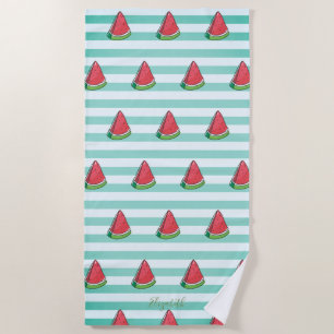 Serviette De Plage Cute Girl Watermelon Stripes - Personnalisé