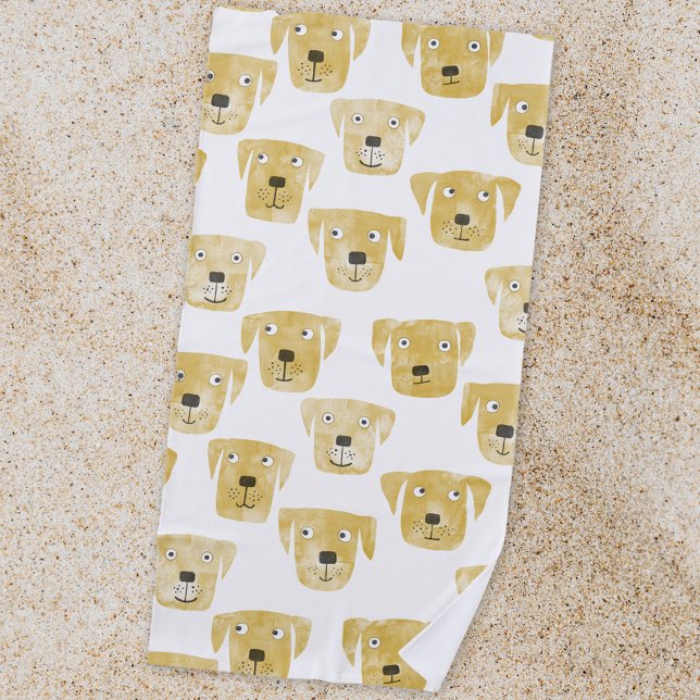 Serviette De Plage Cute Golden Labrador Retriever Chien Motif (Créateur téléchargé)