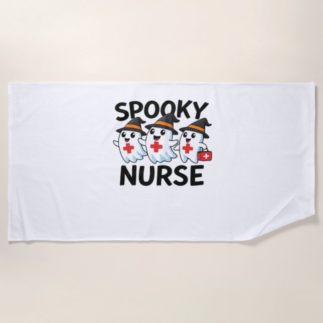 Serviette De Plage Cute Halloween Nurse Ghosts Cartoon classique T-Sh (Devant)