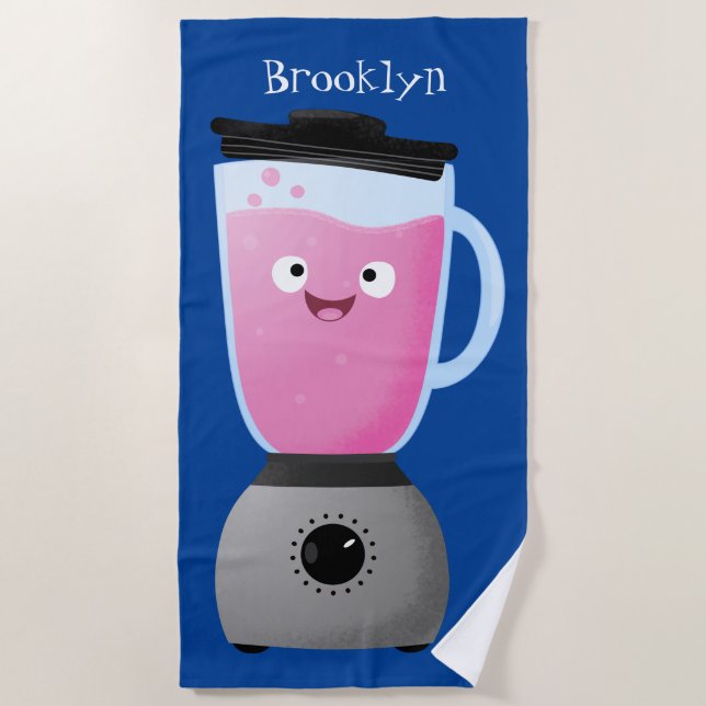 Serviette De Plage Cute happy food mixender cuisine appareil dessin a (Devant)