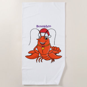 Serviette De Plage Cute joyeux homard portant le dessin du casquette