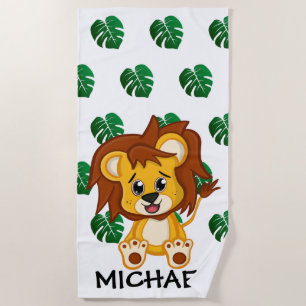 Serviette De Plage Cute Jungle Safari Lion Animaux Enfants