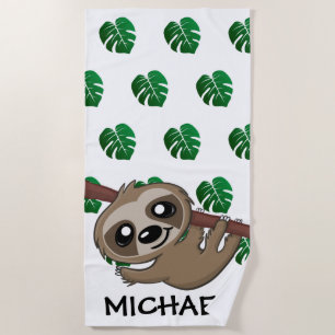 Serviette De Plage Cute Jungle Safari Sloth Animal Kids