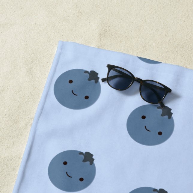 Serviette De Plage Cute Kawaii Blueberry Motif (En situation)