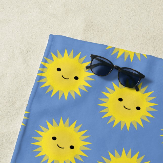 Serviette De Plage Cute Kawaii Smiling Motif (En situation)