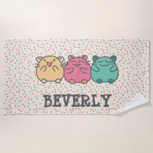 Serviette De Plage Cute Kawaii Style Hamsters de Dessin Personnalisé