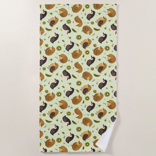 Serviette De Plage Cute Kiwi Birds Motif (Devant)
