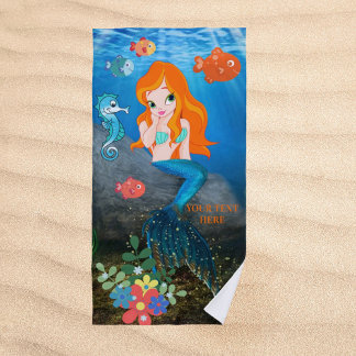 Serviette De Plage Cute Mermaid Ocean Beach