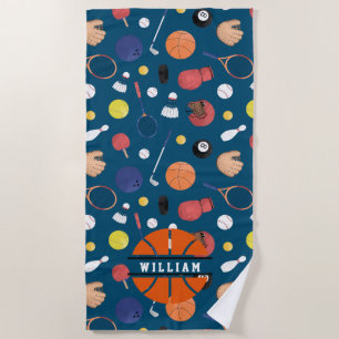 Serviette De Plage Cute Modern Sports Champion Personnalisé Enfants B