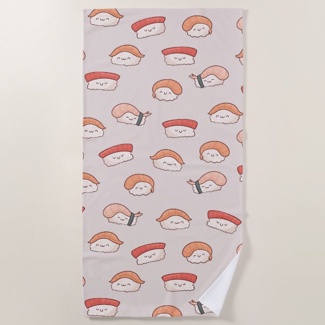 Serviette De Plage Cute Nigiri Sushi Motif sans couture (Devant)