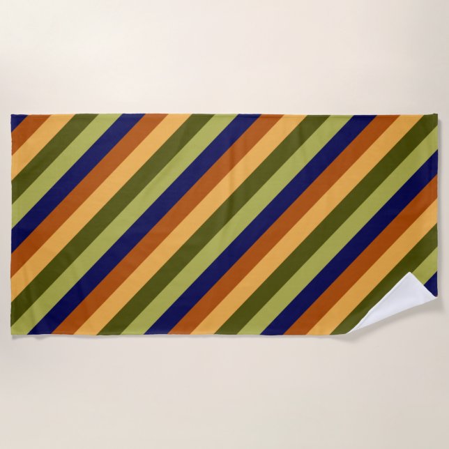 Serviette De Plage Cute Olive Sage Marine Stripes Plage Serviette (Devant)