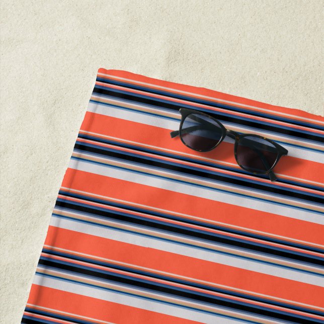Serviette De Plage Cute orange blue stripes (En situation)