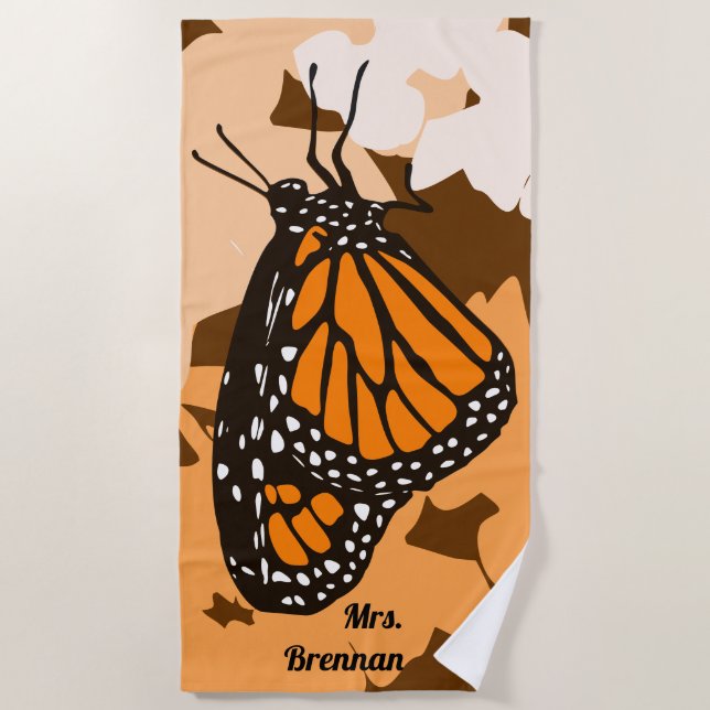 Serviette De Plage Cute Orange Nom de Mme Monarch Butterfly Beach Tow (Devant)