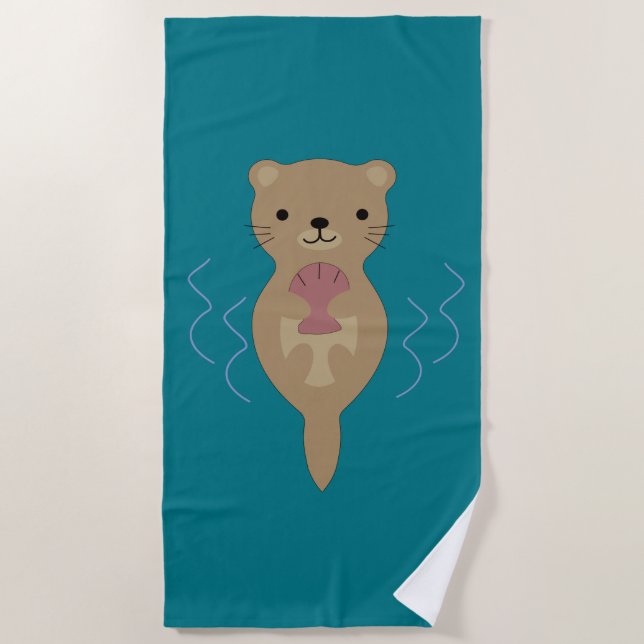 Serviette De Plage Cute Otter (Devant)