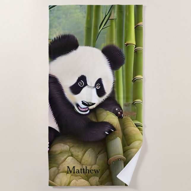 Serviette De Plage Cute Panda Ours Enfants Monogramme (Devant)