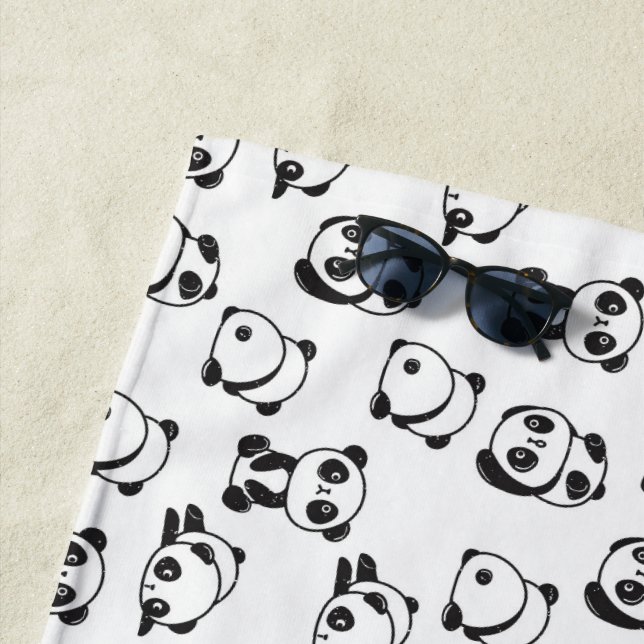 Serviette De Plage Cute Pandas Motif (En situation)