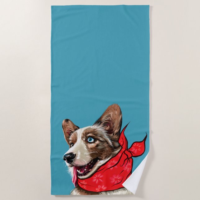 Serviette De Plage Cute Pembroke Welsh Corgi (Devant)